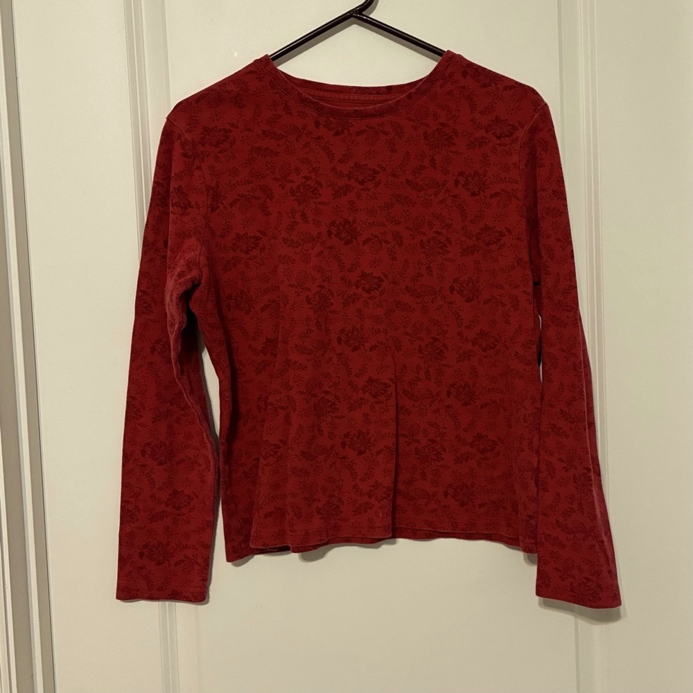 4/$25 Croft & Barrow Red Floral Longsleeve Top Women’s Large